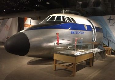 Airplane exhibit in a museum
