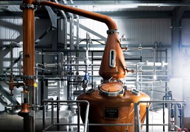 Inside of a whiskey distillery