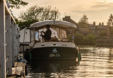 Docked motor boat