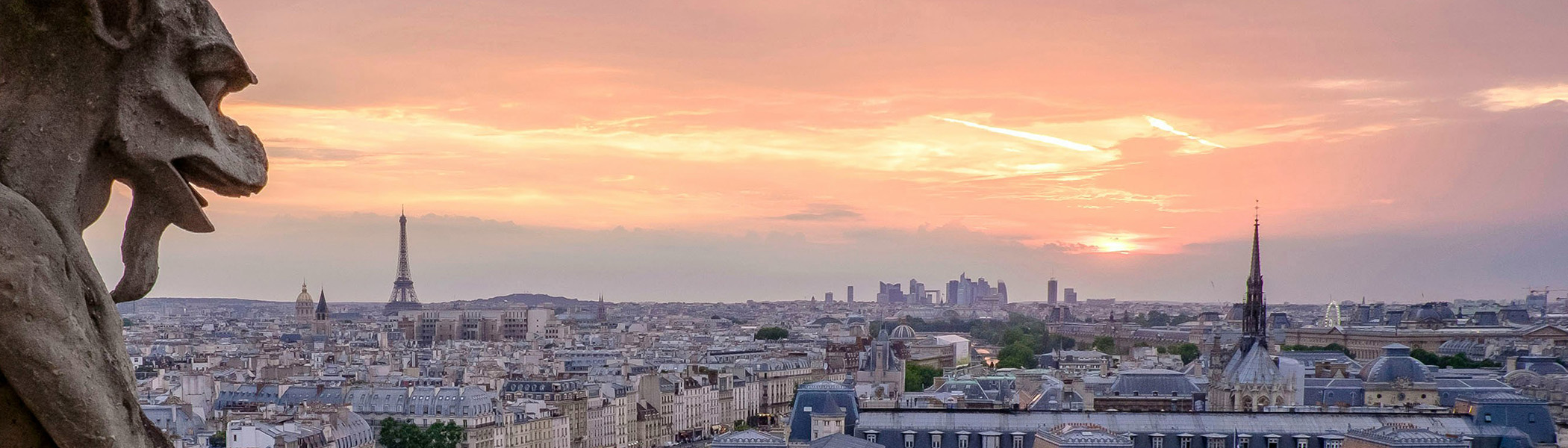 Paris city skyline view from Notre Dame Cathedral.