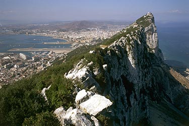 An aerial view of Gibraltar's rock