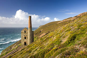 Remnants of a tin mine on the Cornish coast